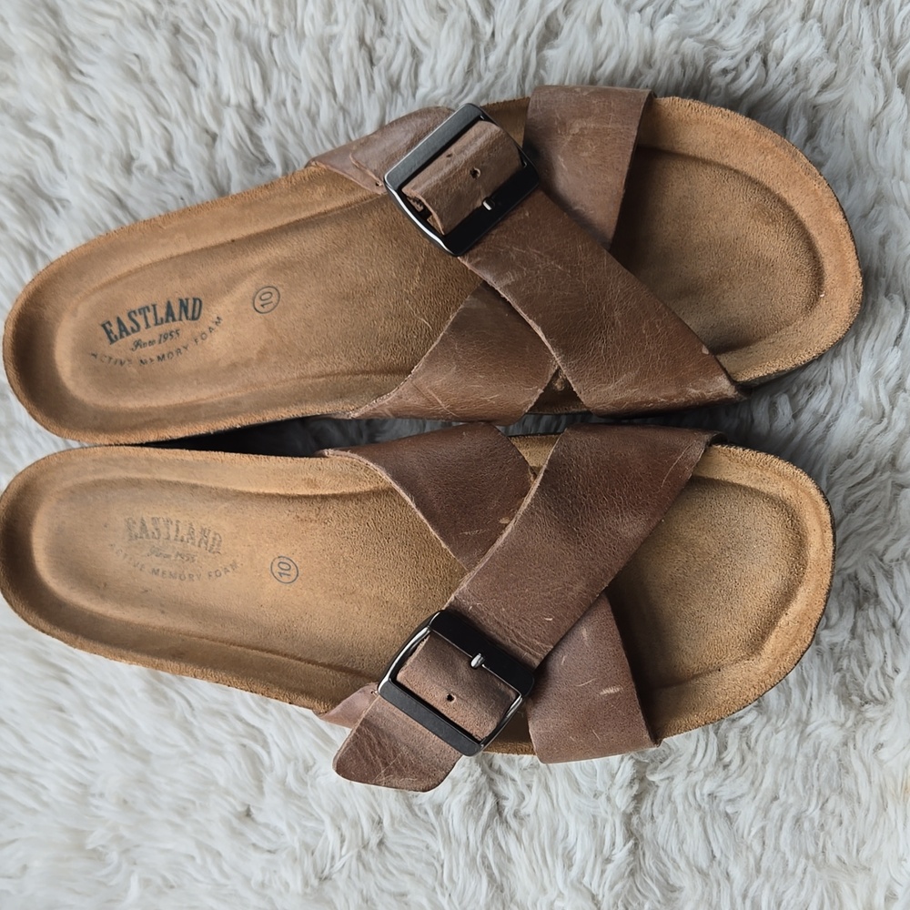 Eastland Kelley Slide Leather Single Strap Sandal US 10